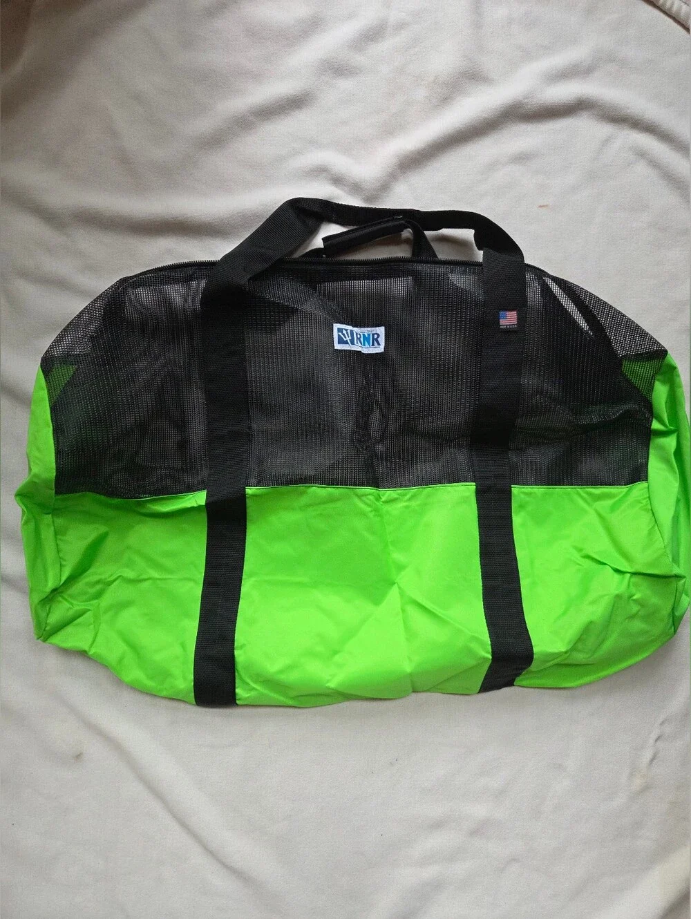 RNR Neon Green and Black Mesh Duffel Bag *Made In USA*